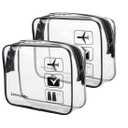 Lermende 2pcs Clear Toiletry Bag TSA Approved Travel Bag,Carry On for Travel,Airport Airline Accessories Compliant Bag,Quart Sized Makeup Cosmetic bag Women Men (Black, 2 Pack)