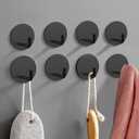 8 Pack Adhesive Towel Hooks for Bathroom, Stick on Hooks Bathroom Kitchen for Walls No Damage, Sticky Hook for Hanging Coat Robe, Black