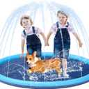 YSJILIDE Non-Slip Large Sprinkler Splash Play Mat,Splash Pad for Kids and Dog (Blue, XL-68)