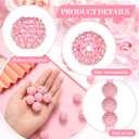 40 Pcs 20 mm Rhinestone Beads Bulk Crystal Round Disco Ball Chunky Bubblegum Beads for Pens Bracelets Charms Craft European Style Jewelry Making Supplies Christmas(Pink)
