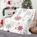 Christmas Throw Blanket Snowflake Couch Blanket Super Soft Flannel Throw Blanket Winter Plush Fuzzy Warm Bed Blanket Christmas Holiday Decor for Couch Bed 50"X60"