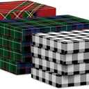 Hallmark Medium Christmas Gift Boxes with Lids (12 Shirt Boxes, 3 Designs: Blue, Green, Red Plaid, Black Buffalo Check) for Christmas, Hanukkah, Birthdays, Father's Day