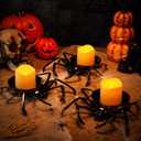 3 Pcs Extra Large Halloween Spider Candle Holders Spooky Table Centerpiece 9.5 Inch Vintage Black Spider Dish Tea Light Candle Holders Candy Bowl for Halloween Party Home Decor