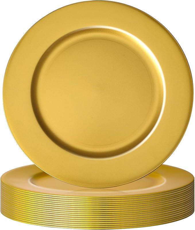 24 Pack | Gold Charger Plate W/ Smooth Finish