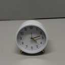 Analog Alarm Clock, 4 inch Super Silent Non Ticking Small Clock with Night Light, Battery Operated, Simple Design, easy setting for Office, Bedroom, Bedside, Desk, teens, elders, kids, adult, White