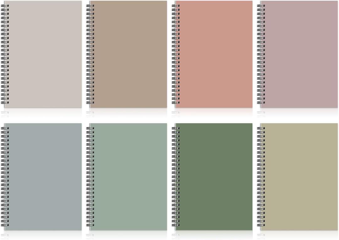 8 Pack Spiral Notebook A5 8.3 x 5.7 Inch College Ruled Spiral Journal Notebook 100 Pages/50 Sheets School Professional Journaling Notebooks for Business Work School Office Supplies(Morandi Colors)