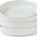 famiware Mars 4 Pieces Pasta Bowls Set, 8.5 inch Salad Bowls, Large Capacity, Bowl Sets with Brown Speckled, Microwave & Dishwasher Safe, White
