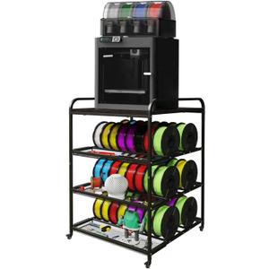 3D Printer Stand, TR4 Heavy Duty 3D Printer Table Stand with Filament Storage Rack, 4 Tier Rolling 3D Printer Accessories Cart with Wheels for 3D Printing Studio Home Office Workshop