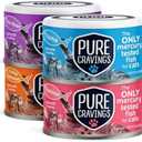 Pure Cravings Wet Cat Food Variety Pack Tuna, Salmon, Sardines, Tuna/Salmon in Gravy, 100% Mercury-Tested, Moist Can Fish for Cats, Grain-Free, Protein, Non-GMO, Pack of 12