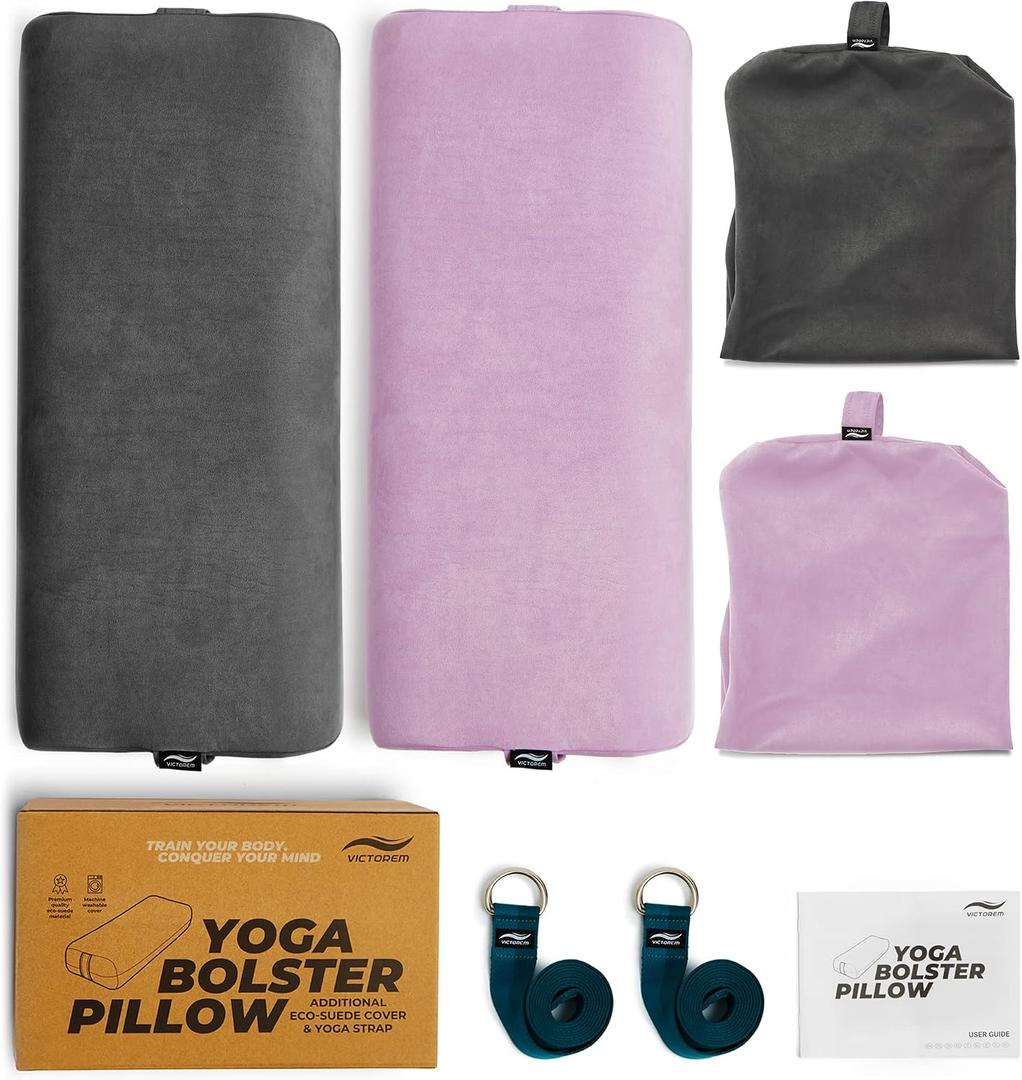 Victorem Yoga Bolster Set of 2-11 Yards Aerial Silk, Premium Ariel Yoga Hammock, Durable and Low-Stretch Fabric, Yoga Starter Kit for Home, Aerial Rig for All Skill Levels - All Hardware Included