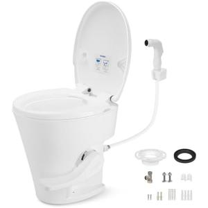 Kohree RV Toilet, 18.5" Residential Comfort Height | Soft Close Seat & Cover, Deeper Bowl & Longer Seat, Efficient Gravity Flush System, Foot Pedal Operation