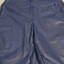 Conceited Luxe Leggings Velvet or Vegan Leather (Large, Navy Blue)