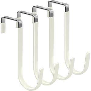 FYY Over The Door Hooks, 4 Pack Door Hangers Hooks with Rubber Prevent Scratches Heavy Duty Organizer Hooks for Living Room, Bathroom, Bedroom, Kitchen Hanging Clothes Towels Hats Coats Bags Beige (Short)