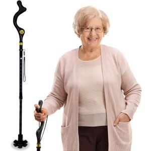 Campbell Posture Cane | Walking Cane for Men, Women | Mobility Device, Portable, Lightweight, Adjustable, Self-Standing, Folding, Collapsible Hand Walking Stick, 10 Height Adjustment, 360 Traction Tip, 1 Count