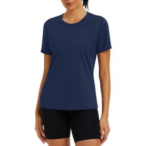 Cavva Women's Workout Short Sleeve Shirts Athletic Tops | Quick Dry, Lightweight, Moisture-wicking, Breathable, UPF 50+, Sun Protectioin, Rash Guard, Stretchy, for Gym, Yoga, Running (Blue, S)