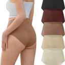DEANGELMON Womens Seamless Bikinis Underwear High Waist Comfort Briefs Invisible No Show Panties Full Coverage Cheeky (Large, Daily - 5 Pack)