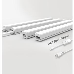 Under Cabinet Lighting Plug in, 16 Inch 4 Pcs, Linkable AC120V 3CCT 3000K/4000K/5000K Ultra Slim, LED Under Cabinet Lights for Counter Light, Kitchen, Shelf, Sink, Workshop, Desk, White