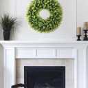 20 Inch Boxwood Front Door Wreaths, Spring and Summer Outdoor Wreath for Front Door, All Seasons Artificial Green Wreath for Farmhouse Wedding Porch Wall All Seasons Indoor Decorations