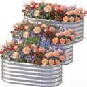 AHEONLAR 3 Pack 4×2×1.5ft Galvanized Raised Garden Bed Outdoor, Sturdy Planter Boxes for Vegetables, Fruits, Flowers and Plants, Easy Assembly, Silver