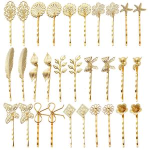 inSowni 30 Pack/15 Pairs Light Gold Retro Vintage Metal Long Bobby Pins Hair Clips Barrettes Accessories for Women Girls