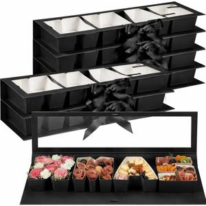 8 Pack Xmas Letter Boxes for Christmas Gift Wrapping Xmas Letter Shaped Empty Flower Gift Box Fillable Christmas Party Favors Candy Presents Packaging(Black,Clear Lid)