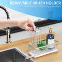 Cisily Sponge Holder for Kitchen Sink, Sink Caddy Organizer with High Brush Holder, Kitchen Countertop Organizers and Storage Essentials, Rustproof 304 Stainless Steel (Silver with Towel Rack, 9.25)