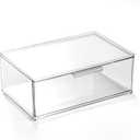 BINO | Clear Stackable Storage Drawers, Large | Clear Storage Drawers with Built-In Handles | Durable Plastic Organizer Drawer | Modular Stackable Drawer Acrylic Organizer (1 Pack - Large)