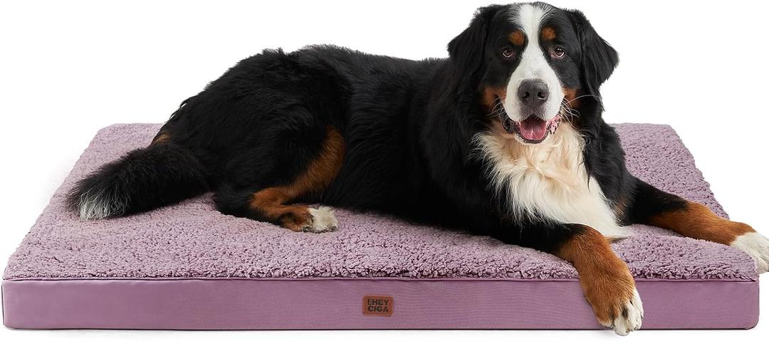 EHEYCIGA Orthopedic Dog Bed Extra Large with Removable Washable Cover, 50in (Fog Purple, 50*36*4 inches)