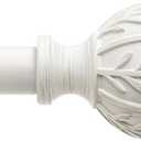 Antique White Curtain Rods for Windows 48 to 84 inch,1" Adjustable Heavy Duty Window Curtain Rod with Leaf Finials,Rustic Decorative Drapery Rods Set,Size:36-88''