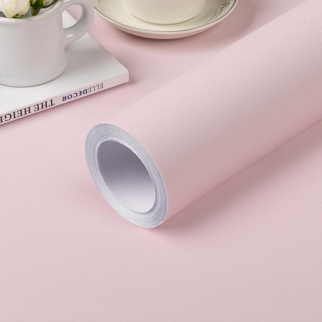 practicalWs Pink Peel and Stick Wallpaper 15.7" x 590.5", Pink Contact Paper for Cabinets and Drawers, Self Adhesive Removable Vinyl Film Wallpaper for Bedroom Decorative Table and Wall Reform