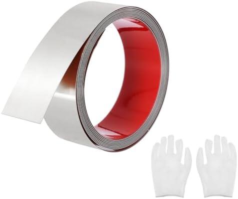 uxcell Stainless Steel Molding Trim Self Adhesive, Brushed Silver Peel and Stick Wall Molding Trim with Glove, Decorative Trim for Wall Mirror Home Decor, 1.6 Inch x 9.8 Feet