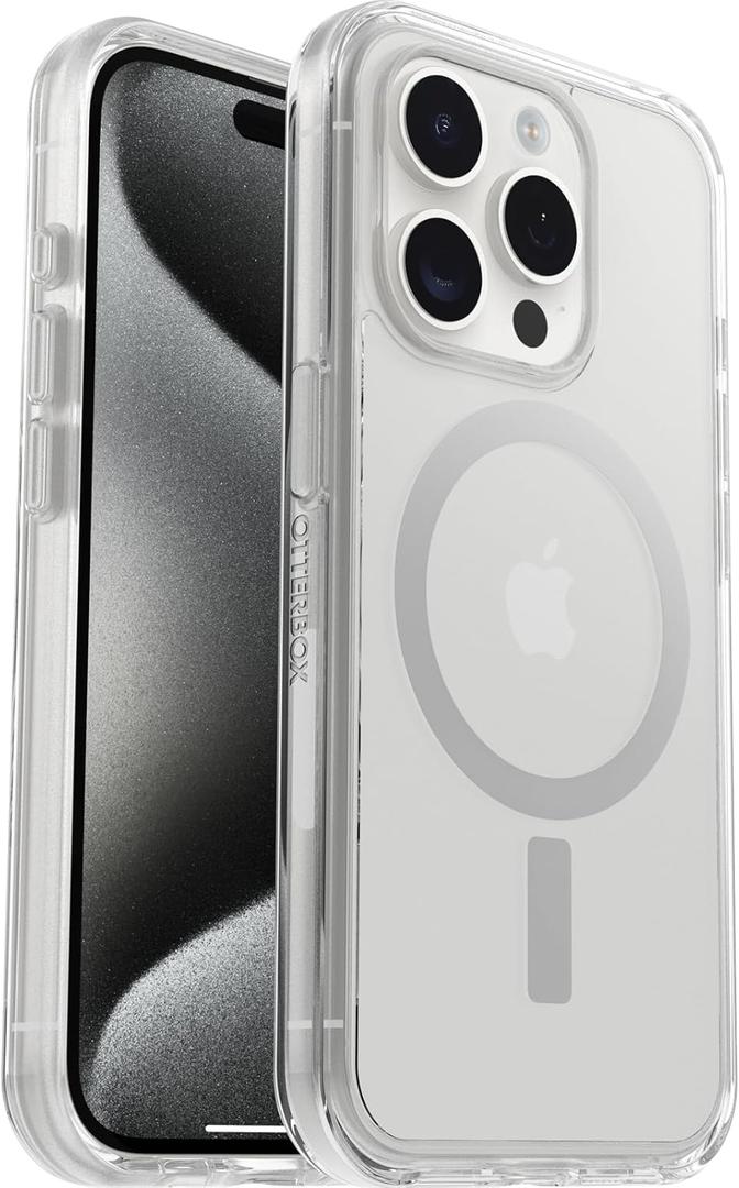 OtterBox iPhone 15 Pro (Only) Symmetry Series Clear Case - (Clear), Snaps to MagSafe, Ultra-Sleek, Raised Edges Protect Camera & Screen