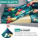 PickyNproud 8Pcs Patio Cushion Covers Stretch Outdoor Couch Cushions Slipcovers Replacement Washable Furniture Protector with Elastic Bottom Sofa Chair Seat Cover, Floral Leaves