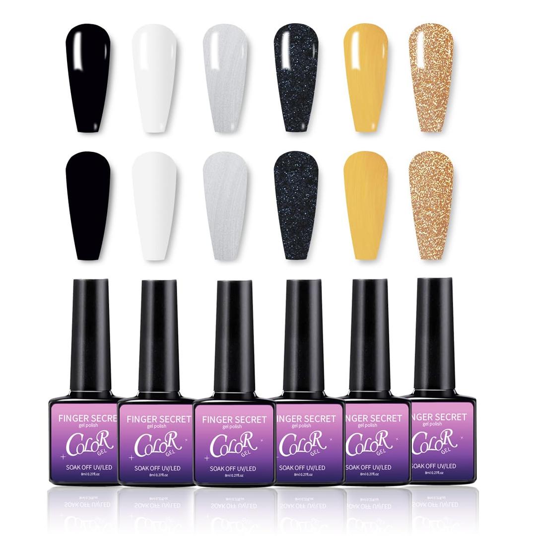 2 x Gel Nail Polish,6 color kits Long Lasting Shine gel polish Wide Color Range gel nail polish set Professional gel nails polish Manicure Kit Salon DIY nail polish gel for nail art Beginners (1 Fl Oz (Pack of 1))