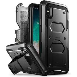 i-Blason Case Designed for iPhone X/iPhone Xs, Armorbox V2.0 Built in Tempered Glass Screen Protector Full Body Heavy Duty Protection Kickstand Shock Reduction Case (Black)