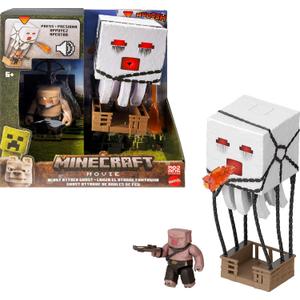 Mattel Minecraft Action Figure Set, Blast Attack Ghast with Lights, Sounds, Launcher & Projectile, Plus Piglin Warrior Inspired by The Movie