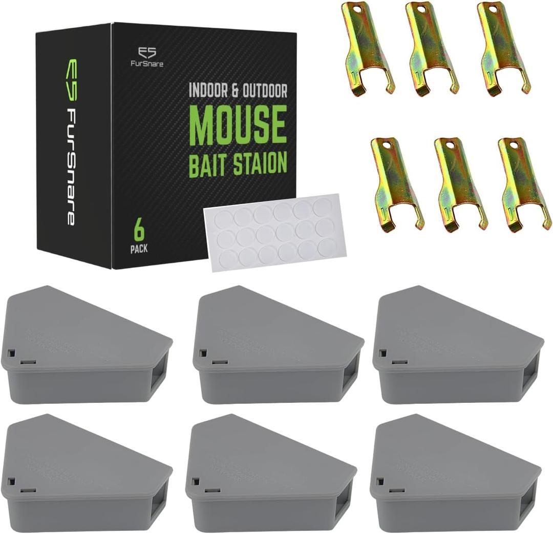 Fursnare 6-Pack Mouse Bait Stations for Outdoor & Indoor Use with Lockable Keys, Weatherproof, Safe for Kids & Pets
