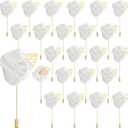uxcell 24pcs Pure White Rose Boutonnieres Flower Buttonholes Pocket Boutonnieres Pins for Wedding Ceremony Anniversary Prom Formal Dinner Party
