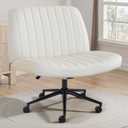 OLIXIS Criss Cross Chair with Wheels Wide Cross Legged Office Desk Vanity Chair Comfy Fabric Armless Adjustable Swivel for Home Computer Task PU Beige