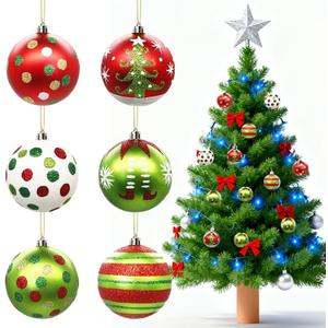 12Pcs Christmas Balls Tree Decorations, 2.4inch Plastic Shatterproof Glitter Hanging Ornaments for Christmas Tree Home Kitchen Office Indoor Xmas Tree Wall Window Fireplace Mantel Decor (Red Green Blue)