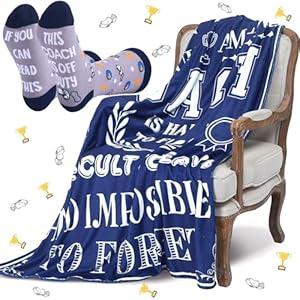HunnmingRe Coach Gift Blankets 50" x 60" and Sock Wrestling Basketball Soccer Football Coach Gift Retire Idea for Men Women