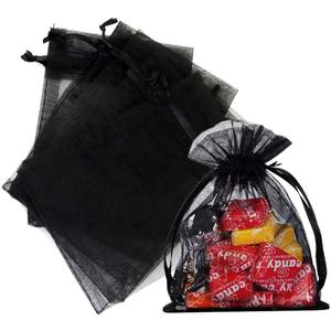 Outdoorfly 100PCS Drawstring Organza Bags 4x6" Black Sheer Jewelry Pouches Mesh Bags Baby Shower Party Wedding Favor Gift Bags Chocolate Candy Sample Bags (Black)