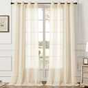 Stripe Beige Sheer Curtains 108 inch Length 2 Panels with Grommets Semi Transparant Curtains for Living Room Curtains for Bedroom Set of 2 pcs Sheer Curtains & Drapes Light Filtering Curtain