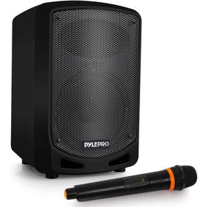 Pyle Portable Bluetooth PA Speaker System - Indoor Outdoor Karaoke Sound System w/Wireless Mic, Audio Recording, Rechargeable Battery, USB/SD Reader, Stand Mount, for Party, Crowd Control - Pyle