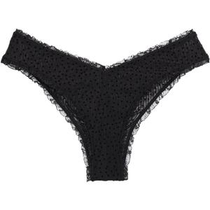 Savage X Fenty, Women's, Back to the Boudoir Brazilian, V-front waist, Cotton gusset, Mesh, Brazilian cut, Black Caviar, XL