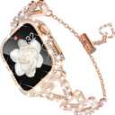 KADES Band & Case Designed for Apple Watch Series 46mm 45mm 44mm 42mm 41mm 40mm 38mm for Women, Metal Strap with Bling Rhinestone Screen Protector Cover for iWatch 10 9 8 7 6 5 4 SE SE2 3 2 1