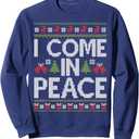 I Come In Peace Couple Matching Ugly Christmas Sweater Xmas Sweatshirt XL