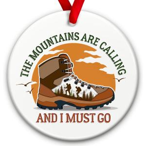2 x SOL VIBES Hiking Christmas Ornament - Mountains are Calling Decorations, Hiker Boot Ornament - Nature Lover Holiday Decor, Outdoorsman Keepsake, Xmas Gift Ideas for Hikers, Campers, Travelers