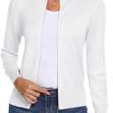 Womens Long Sleeve Knitted Zip Up Sweater Cardigans Sweaters Lightweight Zipper Sweatshirts Jacket size Medium, White