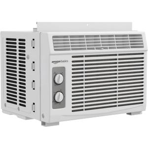 Amazon Basics 5000-BTU Window Air Conditioner with Quiet Operation, Up to 150 Sqf, Cool and Fan Functions, Washable Filter, Adjustable Window Kit, Intuitive Mechanical Controls, for Small Room, White